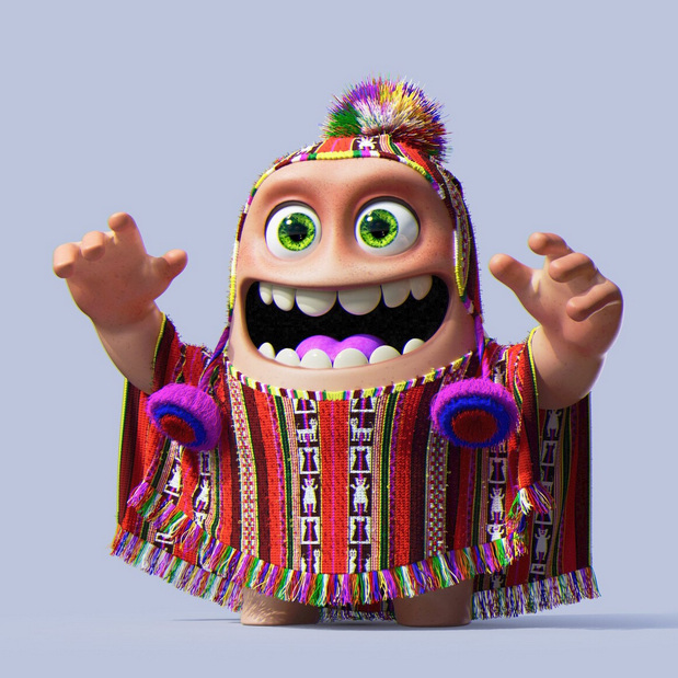 可爱怪物卡通插图角色C4D渲染