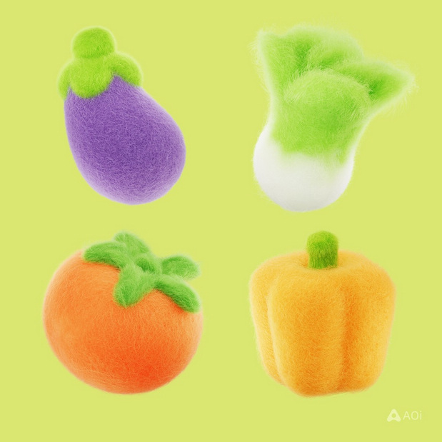 毛绒绒可爱食物材料模型