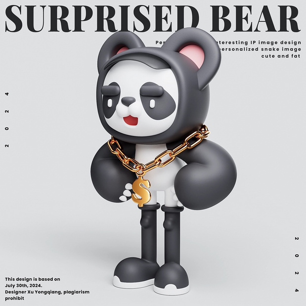 3D吉祥物：惊讶熊IP造型设计