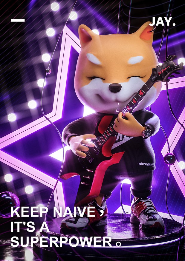 3D吉祥物：一条很潮的小奶狗