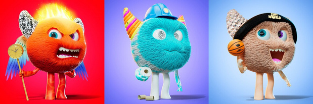 3D吉祥物：可爱怪物卡通插图角色C4D渲染