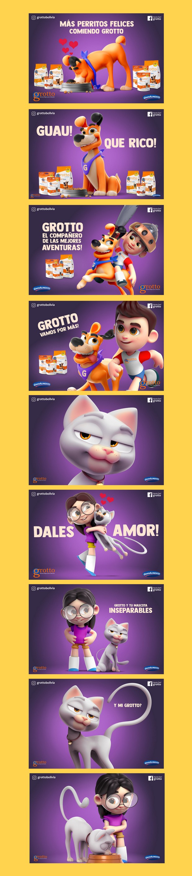 3D吉祥物：Dog, Cat and Kids