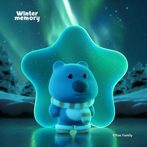 3D吉祥物：YooFamily冬季记忆主题插图