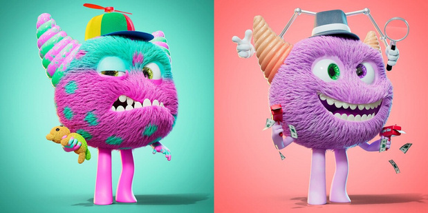 3D吉祥物：可爱怪物卡通插图角色C4D渲染