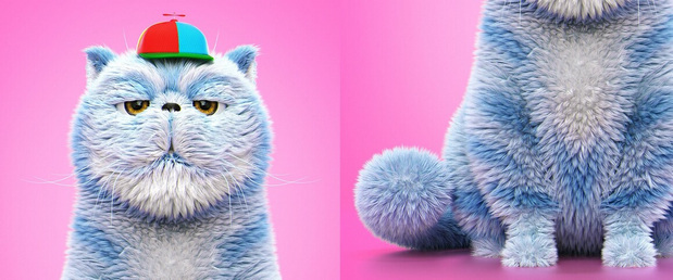 3D吉祥物：可爱怪物卡通插图角色C4D渲染