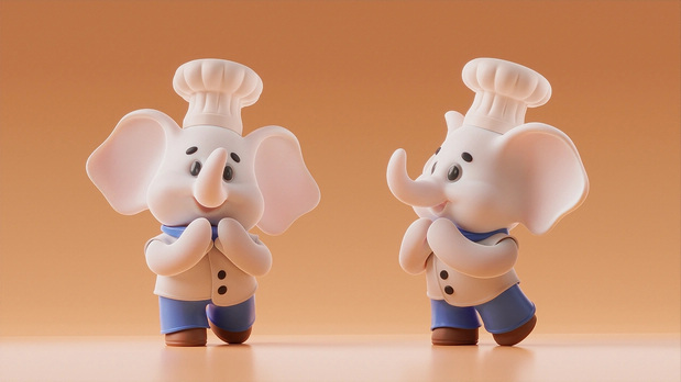 3D吉祥物：白象方便面IP形象设计