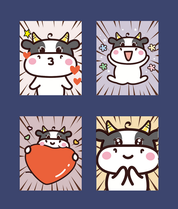 牛小花ip形象设计表情包