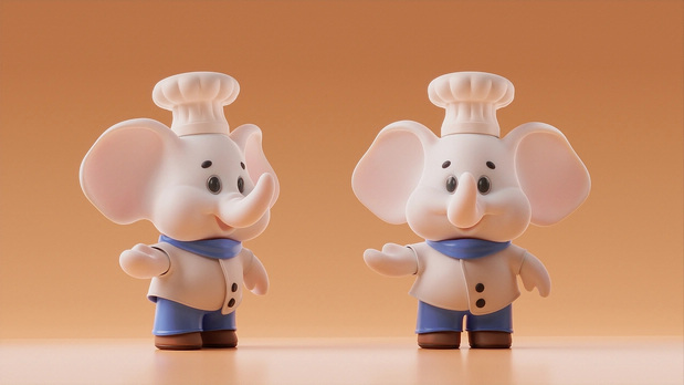 3D吉祥物：白象方便面IP形象设计