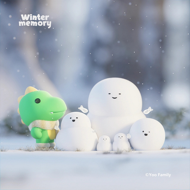 3D吉祥物：YooFamily冬季记忆主题插图