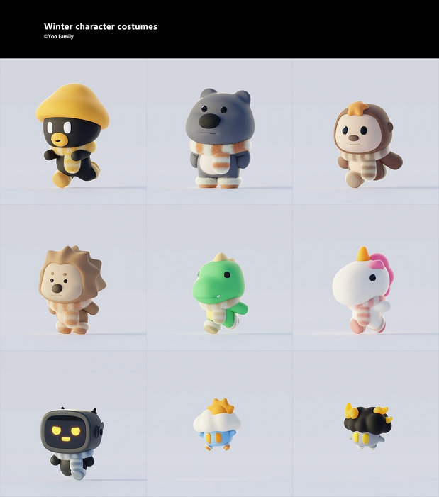 3D吉祥物：YooFamily冬季记忆主题插图