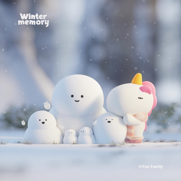 3D吉祥物：YooFamily冬季记忆主题插图