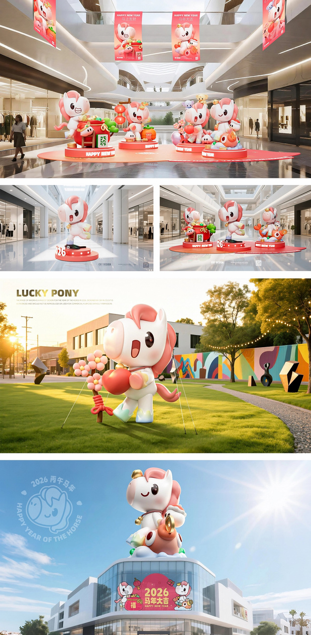 3D吉祥物：福运小马|2026马年IP形象