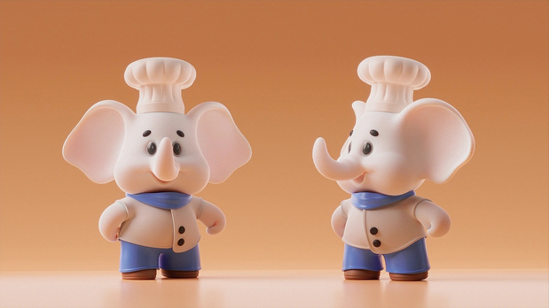 3D吉祥物：白象方便面IP形象设计