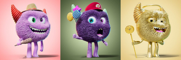 3D吉祥物：可爱怪物卡通插图角色C4D渲染