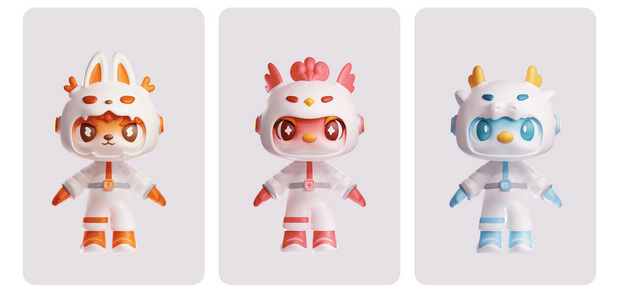 3D吉祥物：上古神兽-雷犼/水龙/火凤