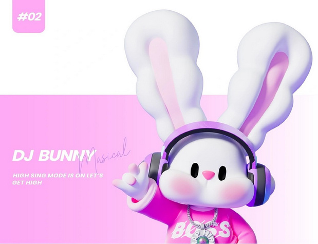 3D吉祥物：CLOUD BUNNY 3D可爱角色