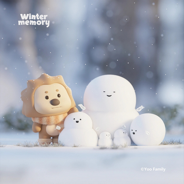 3D吉祥物：YooFamily冬季记忆主题插图