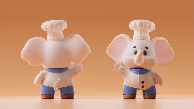 3D吉祥物：白象方便面IP形象设计