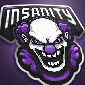 Insanity clown mascot logo /><img fetchpriority=