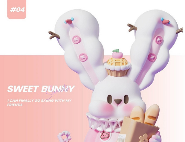 3D吉祥物：CLOUD BUNNY 3D可爱角色