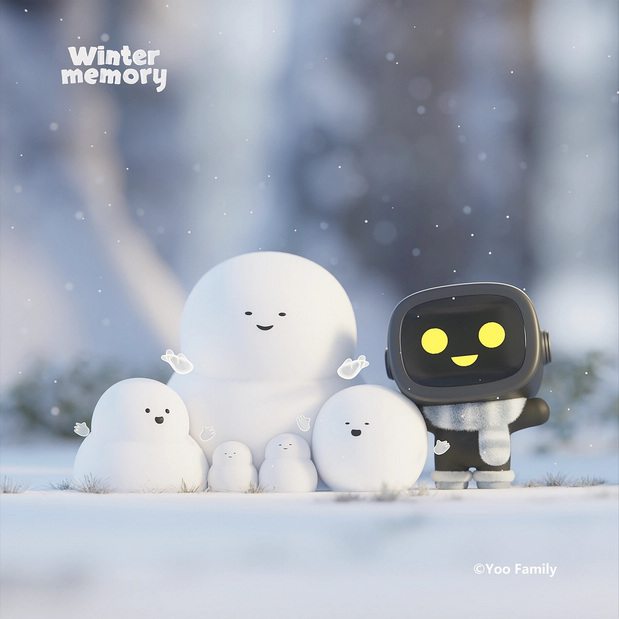 3D吉祥物：YooFamily冬季记忆主题插图