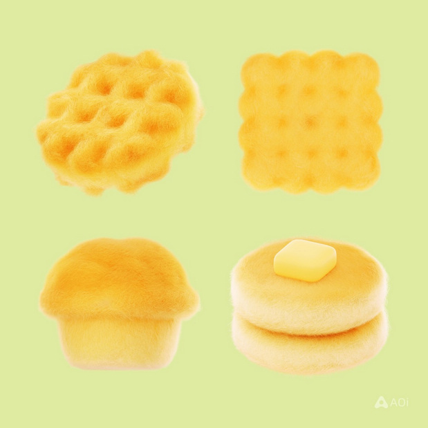 3D吉祥物：毛绒绒可爱食物材料模型