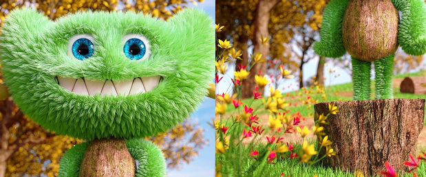 3D吉祥物：可爱怪物卡通插图角色C4D渲染