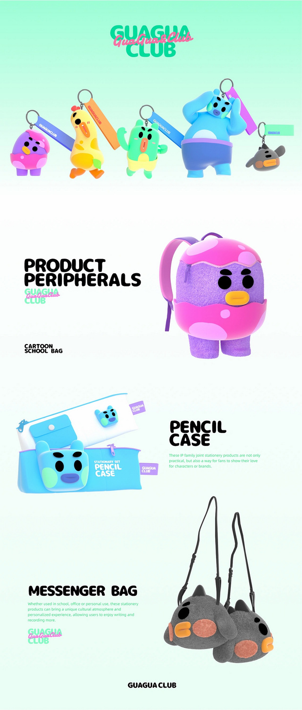 3D吉祥物：呱呱俱乐部-品牌ip家族设计