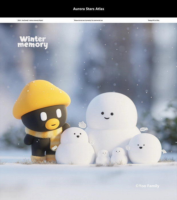 3D吉祥物：YooFamily冬季记忆主题插图