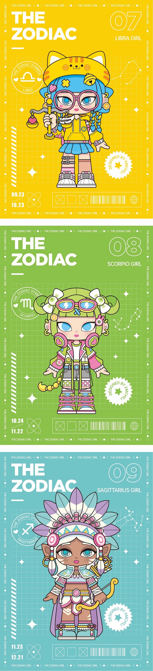 多巴胺十二星座女孩IP卡通形象