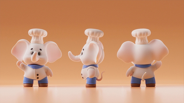 3D吉祥物：白象方便面IP形象设计