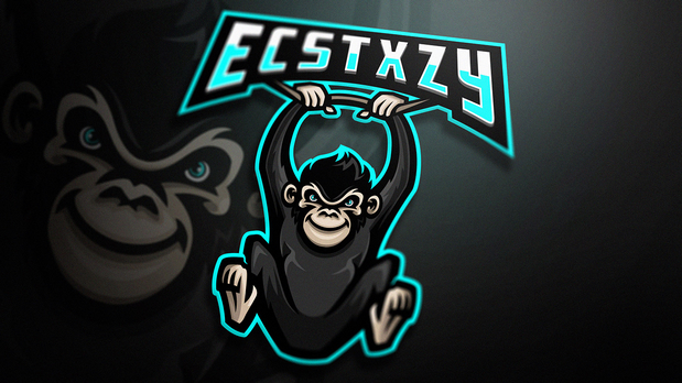 Monkey mascot logo Ecstxzy