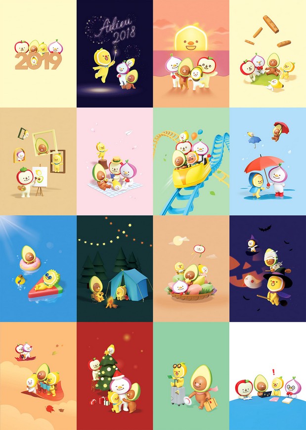 3D吉祥物：L.POINT X Avofriends